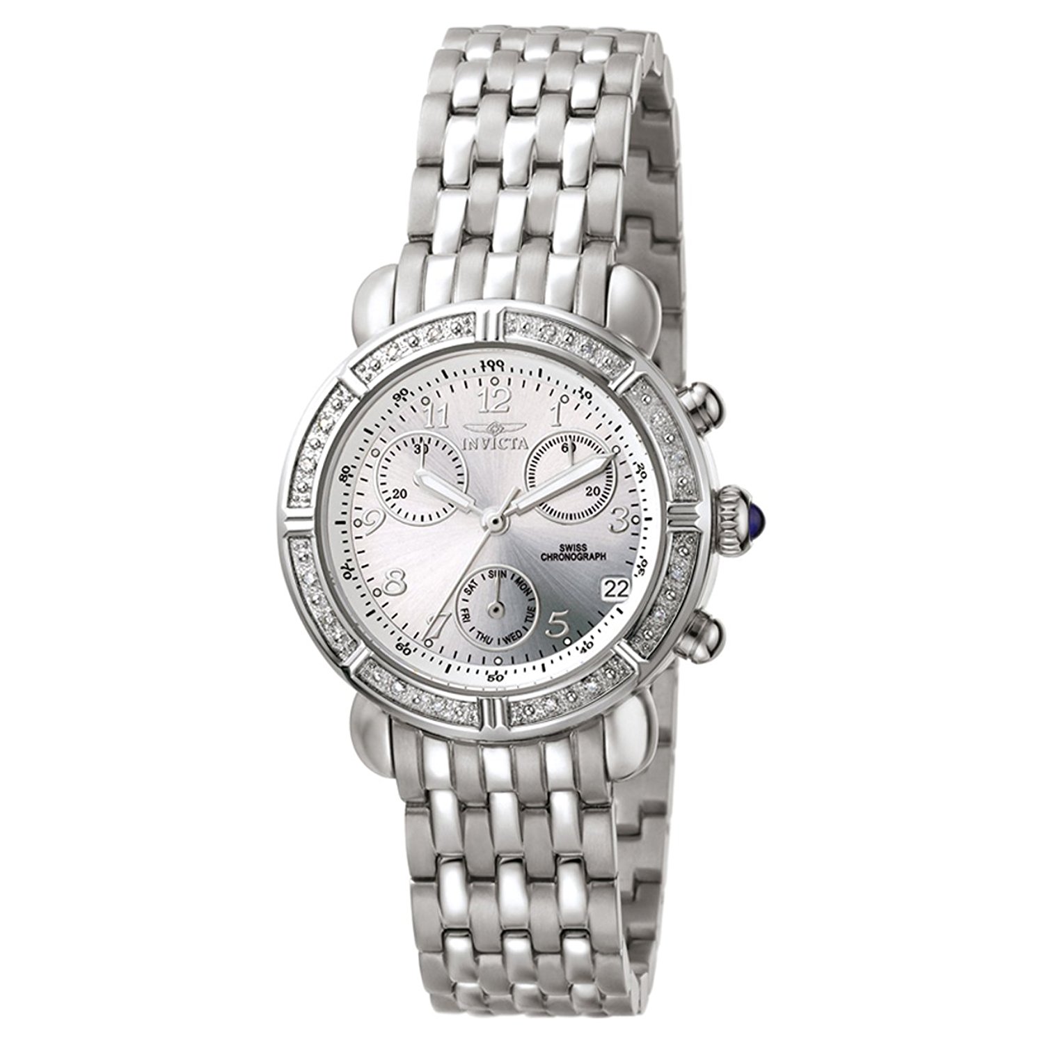 Invicta Watches : INVICTA-5369 Silver Dial Diamond-and-stainless-steel Band Women Watch