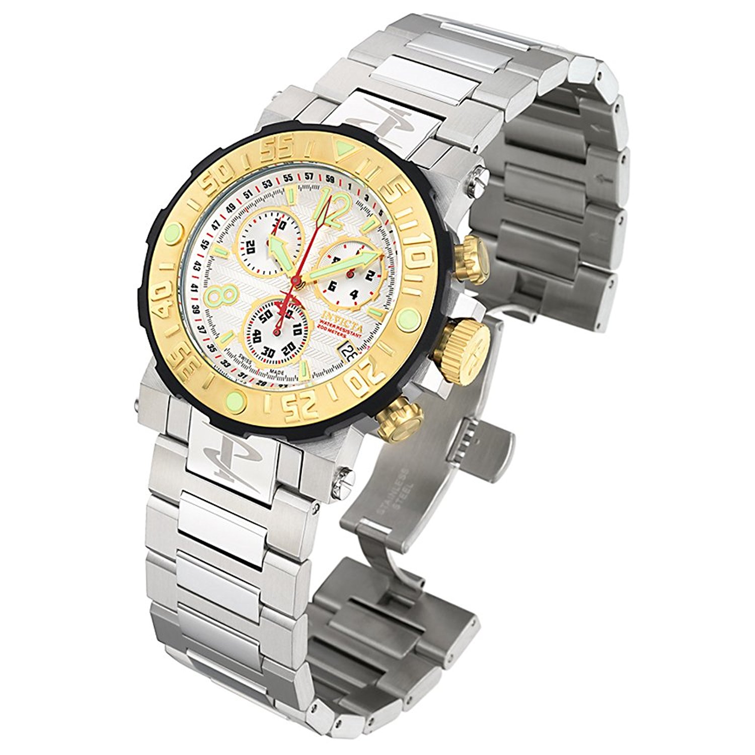 Invicta Watches : INVICTA-6135 White Dial Gold-tone-stainless-steel Band Men Watch