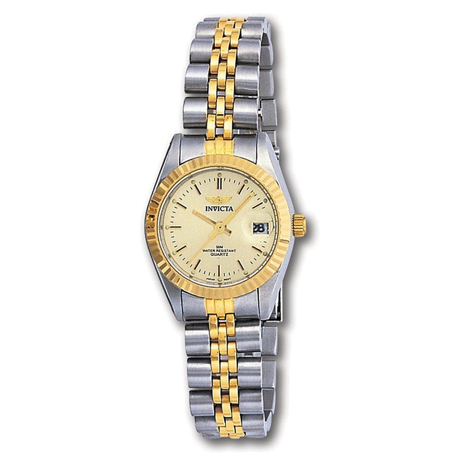 Invicta Watches : INVICTA-8955 Gold Dial Steel-and-23k-gold Band Women Watch