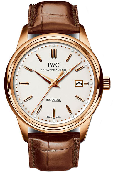 IWC Watches : IW323303 Automatic 18kt Rose Gold Silver Dial Brown Crocodile Leather Band Men Watch