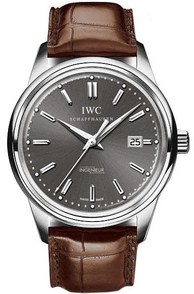 IWC Watches : IW323304 Automatic 18kt White Gold Slate Grey Dial Brown Crocodile Leather Band Men Watch