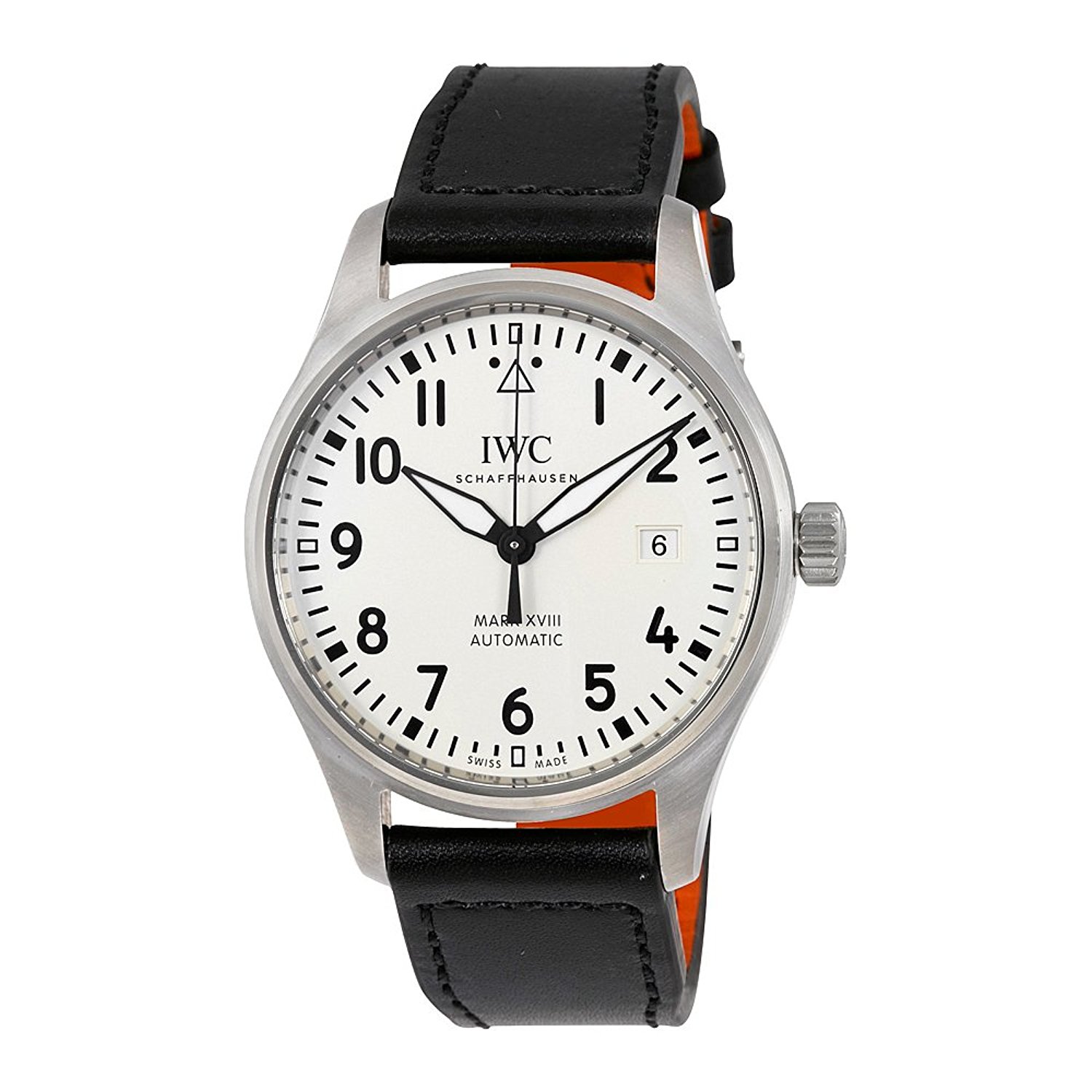 IWC Watches : IW327002 Automatic Pilot Mark XVIII Date Black Leather Men Watch