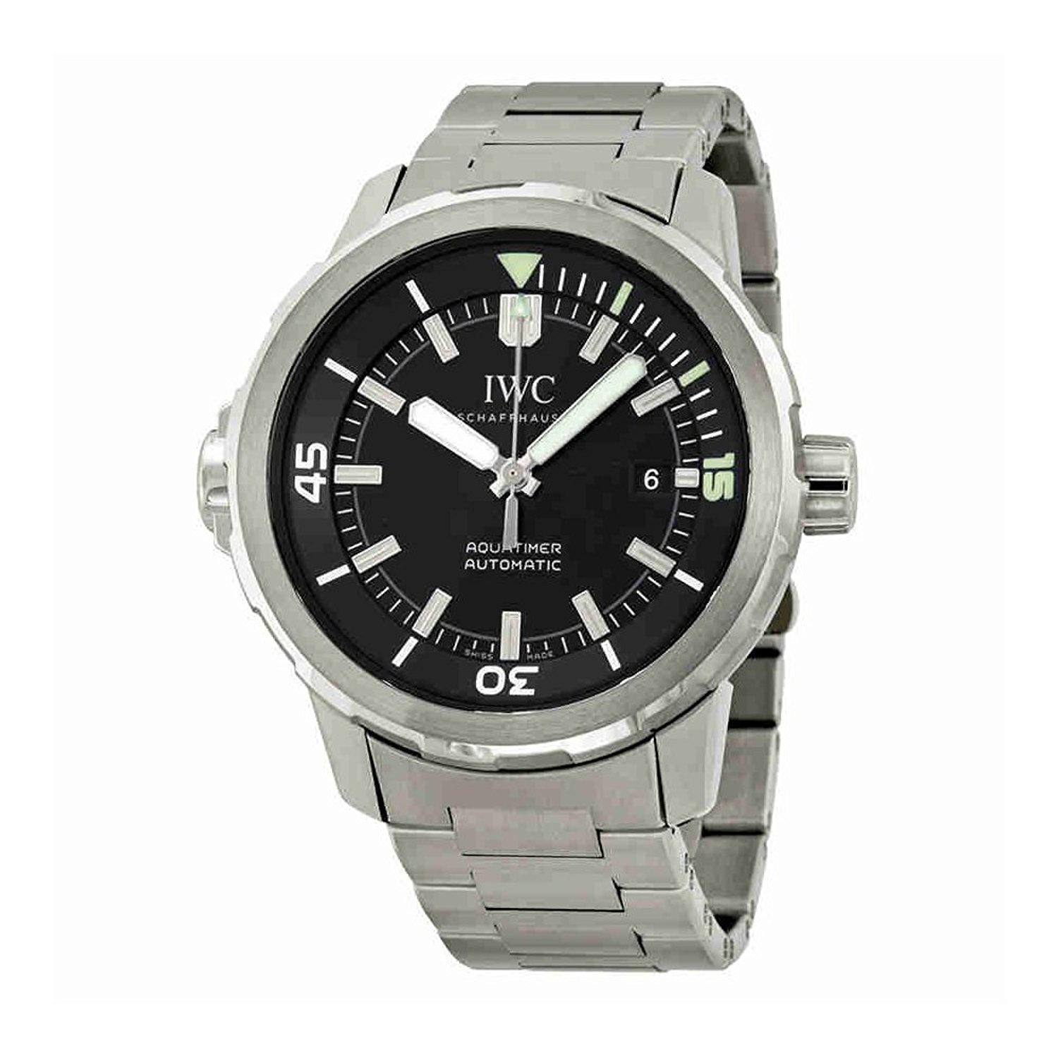 IWC Watches : IW329002 Black Dial Fixed Stainless Steel. Rotating Inner Bezel Band Men Watch