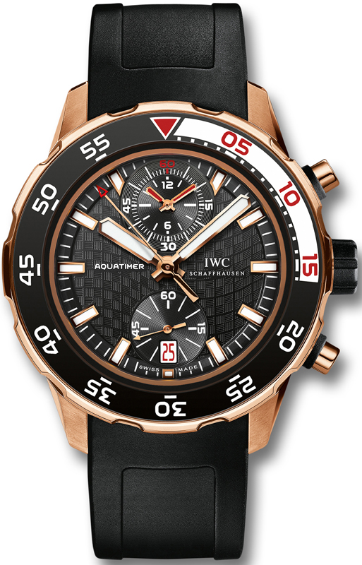 IWC Watches : IW376905 Automatic 18kt Rose Gold Black Dial Rubber Black Band Men Watch