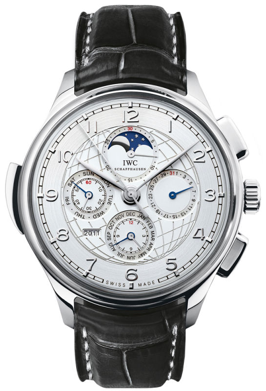 IWC Watches : IW377401 Automatic Platinum Silver Dial Crocodile Black Leather Band Men Watch