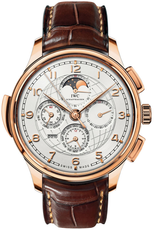 IWC Watches : IW377402 Automatic 18kt Rose Gold Silver Dial Crocodile Brown Leather Band Men Watch