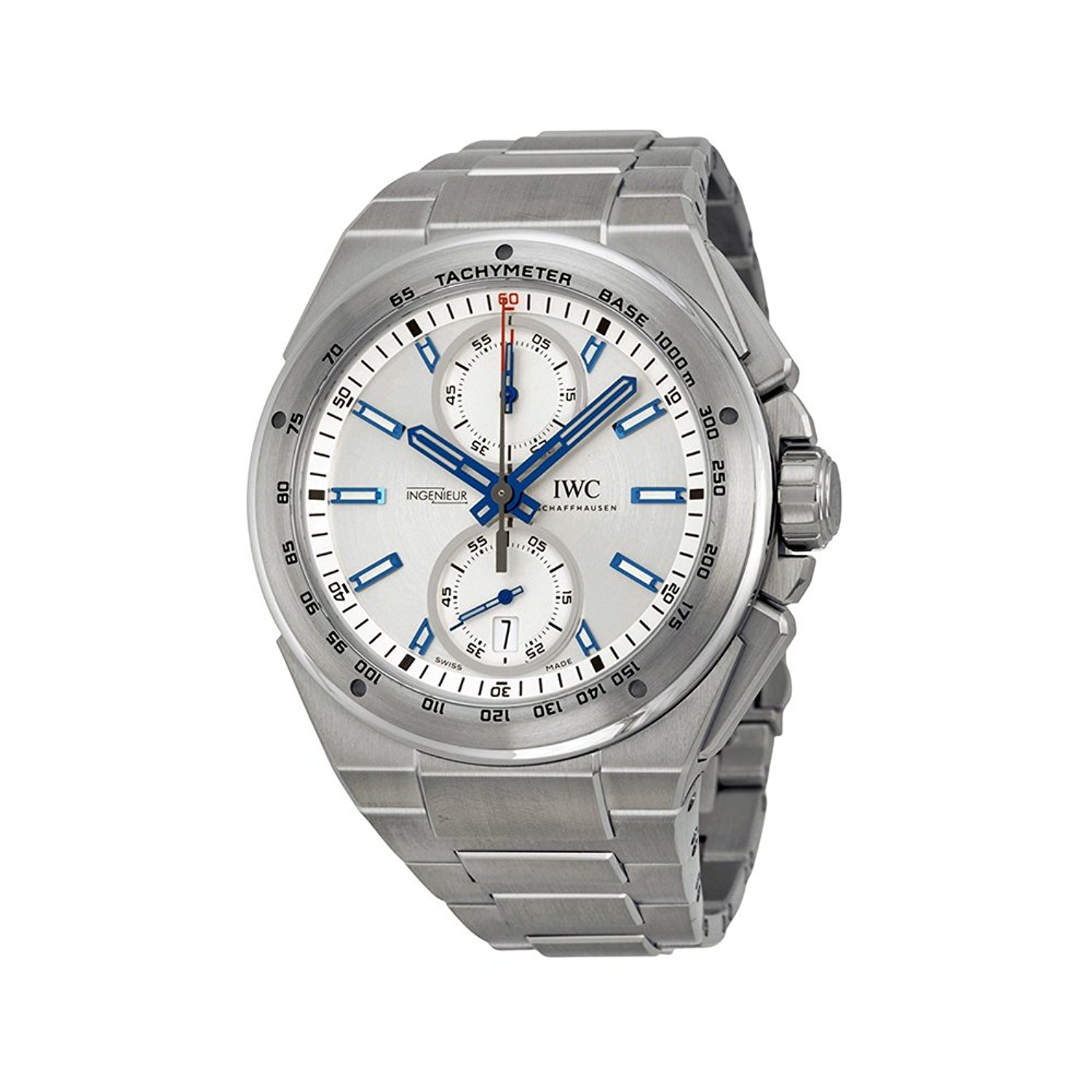 IWC Watches : IW378510 Silver Dial Fixed Stainless Steel Bezel With Tachymeter Scale Band Men Watch