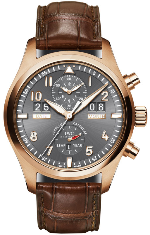 IWC Watches : IW379103 Automatic 18kt Rose Gold Grey Dial Crocodile Brown Leather Band Men Watch