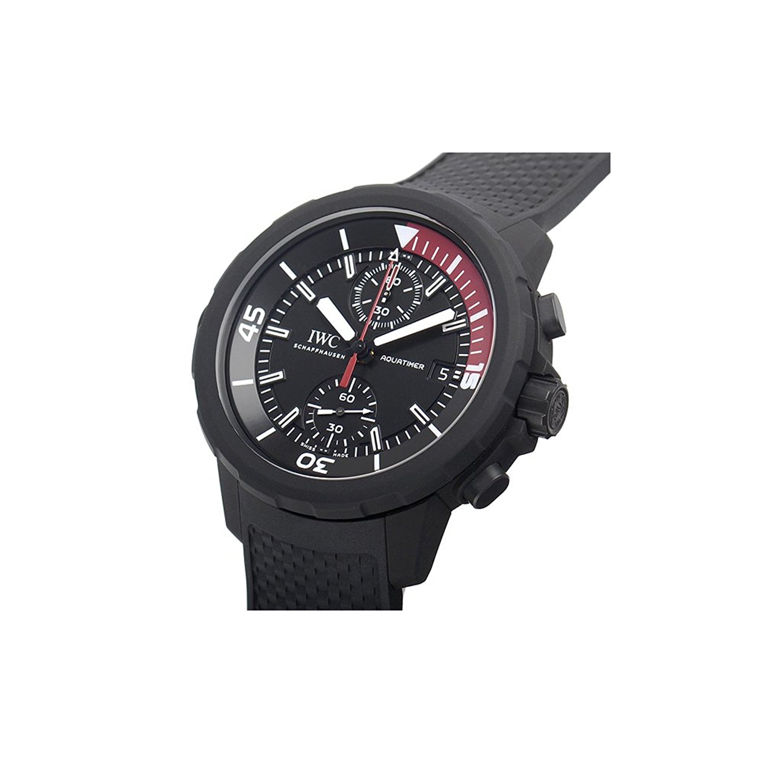 IWC Watches : IW379505 Black Dial Black Rubber Band Men Watch