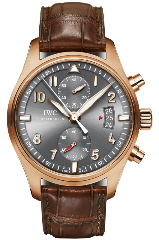 IWC Watches : IW387803 Automatic 18kt Rose Gold Grey Dial Brown Leather Band Men Watch