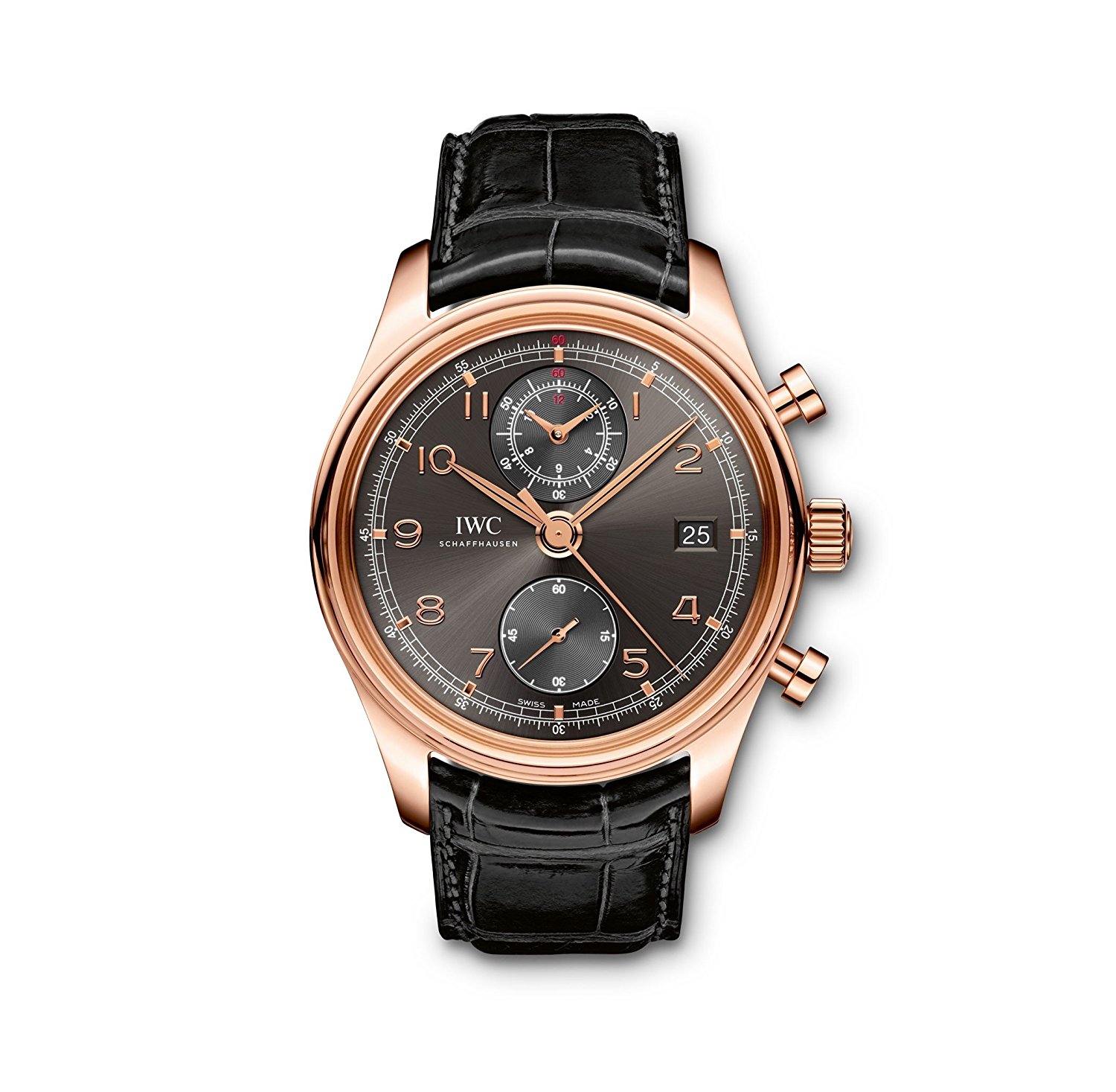 IWC Watches : IW390405 Gray Dial Fixed 18k Rose Gold Band Men Watch