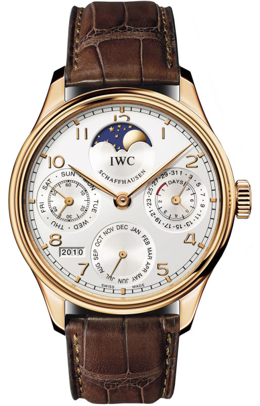IWC Watches : IW502306 Automatic 18kt Rose Gold Silver Dial Brown Crocodile Leather Band Men Watch