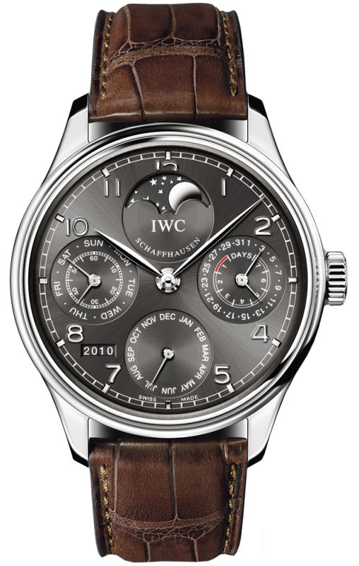 IWC Watches : IW502307 Automatic 18kt White Gold Grey Dial Brown Crocodile Leather Band Men Watch