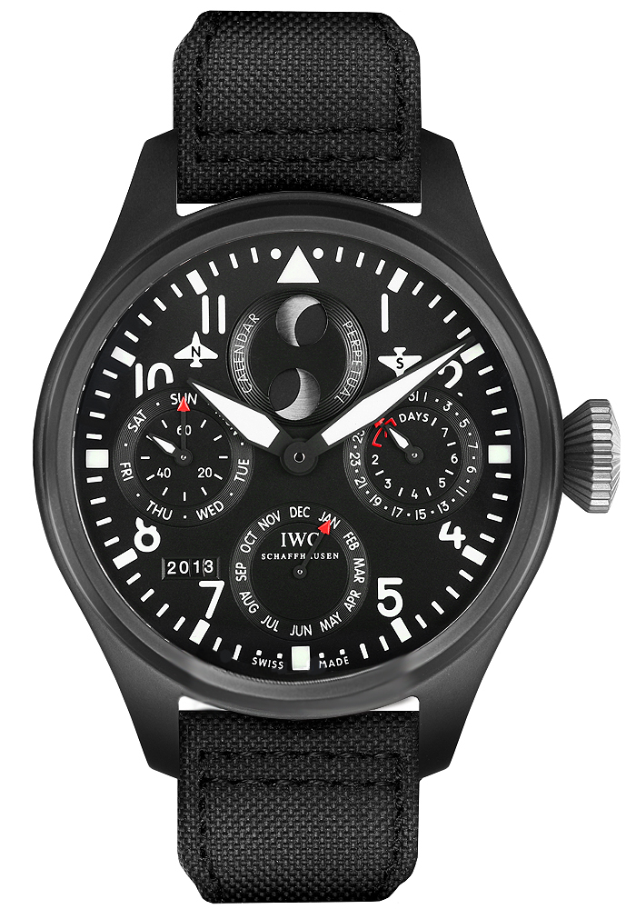 IWC Watches : IW502902 Automatic Big Pilot Perpetual Calendar Top Gun Black Fabric Men Watch
