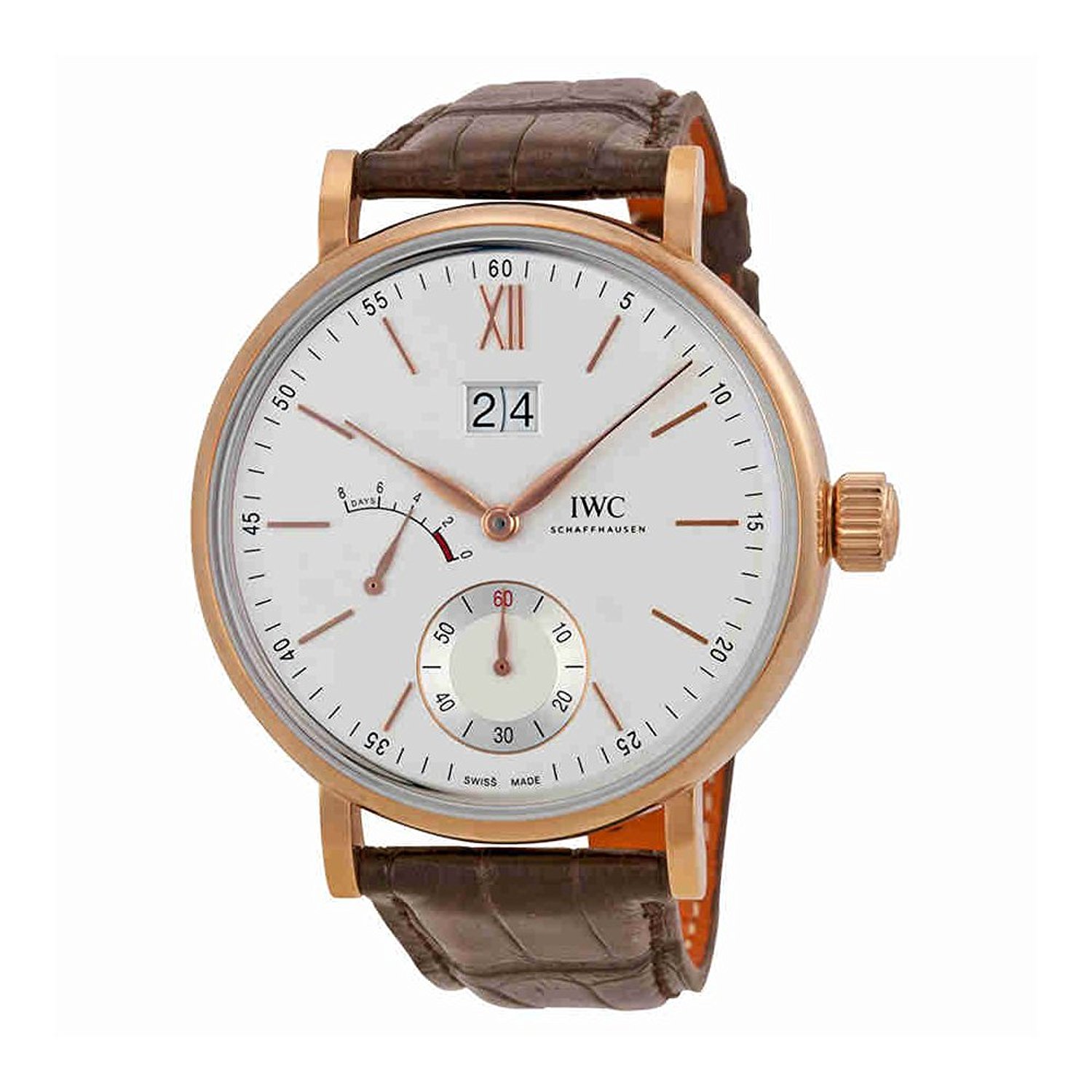 IWC Watches : IW516102 Silver Dial Fixed 18kt Rose Gold Band Men Watch