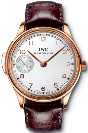 IWC Watches : IW524202 Manual Wind 18kt Rose Gold Silver Dial Brown Crocodile Leather Band Men Watch