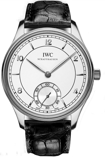 IWC Watches : IW544505 Manual Wind Platinum Silver Dial Black Crocodile Leather Band Men Watch