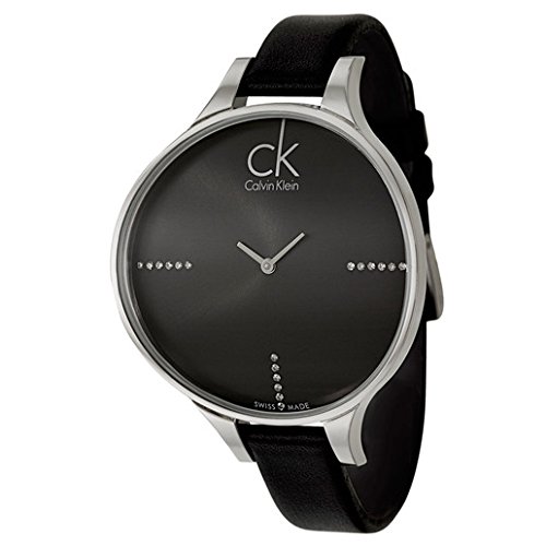 Calvin Klein Watches : K2B23111 Quartz Diamond Dial Black Leather Women Watch