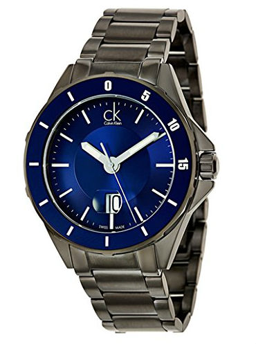 Calvin Klein Watches : K2W21W4N Quartz Blue Dial Date Stainless Steel PVD Coated Bracelet Men Watch