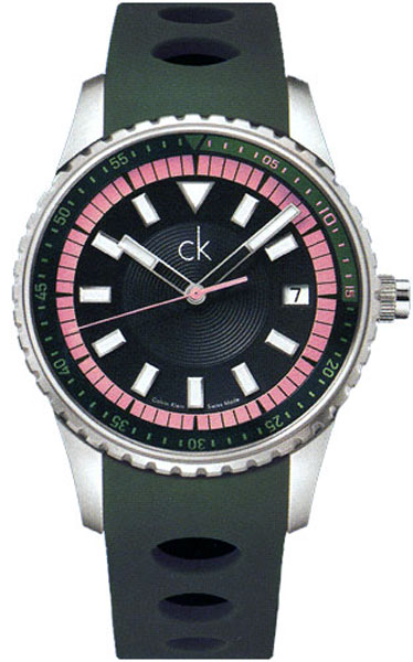 Calvin Klein Watches : K3211578 Green Rubber Strap Challenge Ext Men Watch