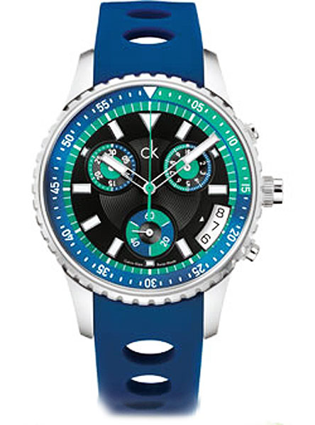 Calvin Klein Watches : K3217377 Blue Sillicon Strap Challenge Ext Men Watch