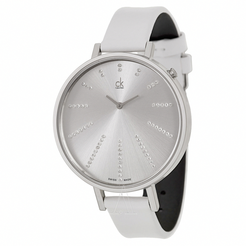 Calvin Klein Watches : K3E231LW Quartz Silver Tone Dial Leather Women Watch