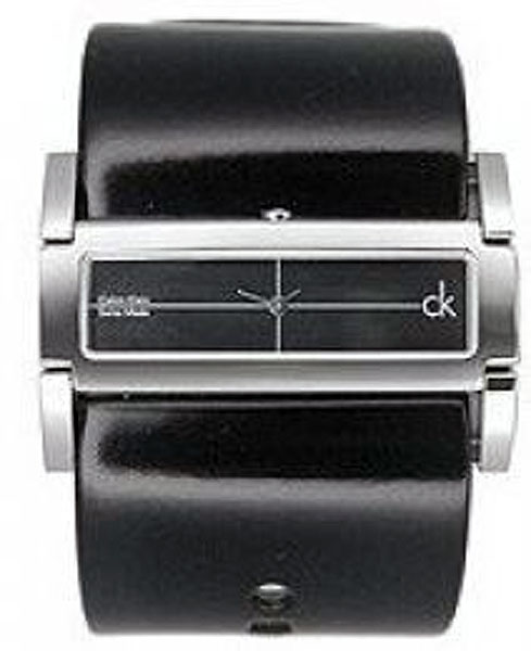 Calvin Klein Watches : K4423102 Black Leather Strap Dress Horizontal Women Watch