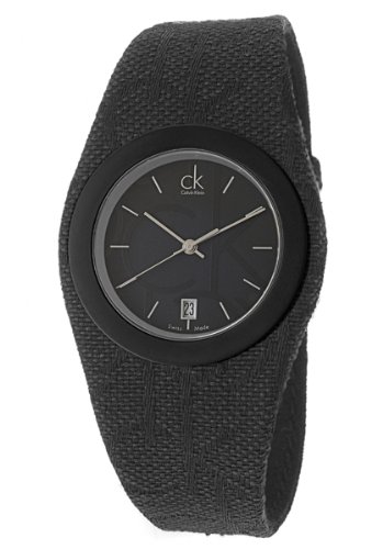 Calvin Klein Watches : k4723120 Quartz Analog Date Black Fabric Women Watch