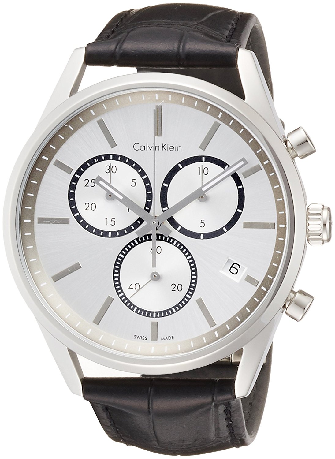 Calvin Klein Watches : K4M271C6 Quartz Chronograph Date Black Leather Men Watch