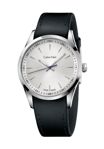 Calvin Klein Watches : K5A311C6 Quartz Silver Dial Black Leather Men Watch