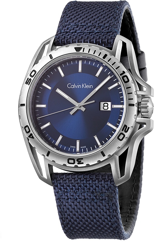 Calvin Klein Watches : K5Y31UVN Quartz Analog Date Blue Fabric Men Watch