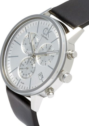 Calvin Klein Watches : K7627120 Quartz Chronograph Date Black Leather Men Watch