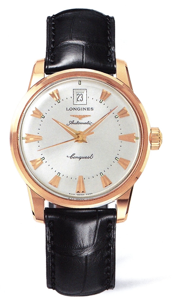 Longines Watches : L1.611.8.78.4 Automatic Silver Dial 18ct Rose Gold With Black Leather Strap Men Watch