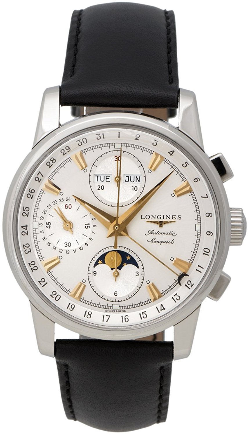 Longines Watches : L1.642.4.77.2 Silver Dial Leather Band Men Watch