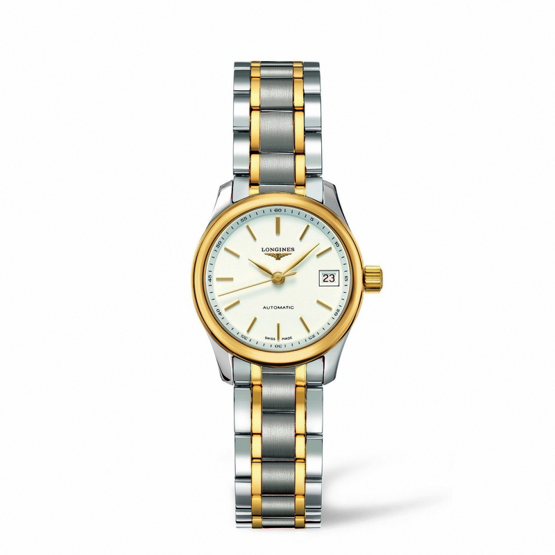 Longines Watches : L2.128.5.12.7 Automatic White Dial 18ct Yellow Gold With 18ct Gold And Stainless Steel Bracelet Women Watch