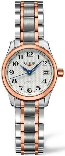 Longines Watches : L2.128.5.79.7 Automatic Analog Date 18ct Rose Gold and Stainless Steel Women Watch