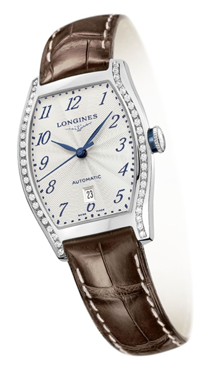 Longines Watches : L2.142.0.70.2 Automatic Silver Dial Stainless Steel Case With Brown Leather Strap Women Watch