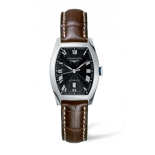 Longines Watches : L2.142.4.51.2 Automatic Black Dial Stainless Steel Case With Brown Leather Strap Women Watch