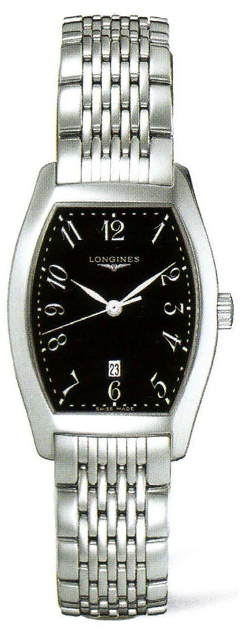 Longines Watches : L2.155.4.53.6 Quartz Polished Stainless Steel Black Arabic Numeral With Date At 6 Dial Polished Stainless Steel Band Women Watch