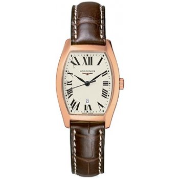 Longines Watches : L2.155.8.71.4 Quartz Silver Dial 18ct Rose Gold Case With Brown Leather Strap Women Watch