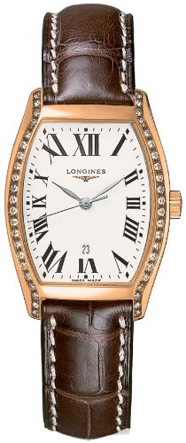 Longines Watches : L2.155.9.71.0 Quartz White Dial 18ct Rose Gold Case With Brown Leather Strap Women Watch