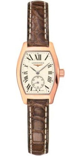 Longines Watches : L2.175.8.71.5 Quartz White Dial 18ct Rose Gold Case With Brown Leather Strap Women Watch