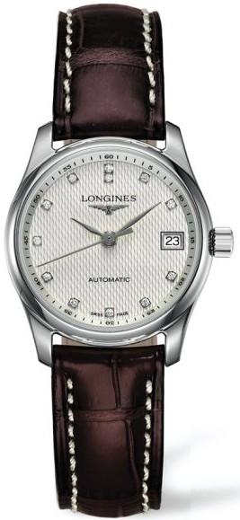 Longines Watches : L2.257.4.77.3 Automatic Diamond Dial Date Brown Alligator Women Watch