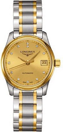 Longines Watches : L2.257.5.37.7 Automatic Longines Automatic Gold Dial 18ct Yellow Gold Case With 18ct Gold And Stainless Steel Bracelet Women Watch