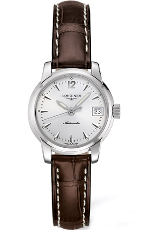 Longines Watches : L2.263.4.72.0 Automatic Silver Dial Stainless Steel Case With Brown Leather Strap Women Watch