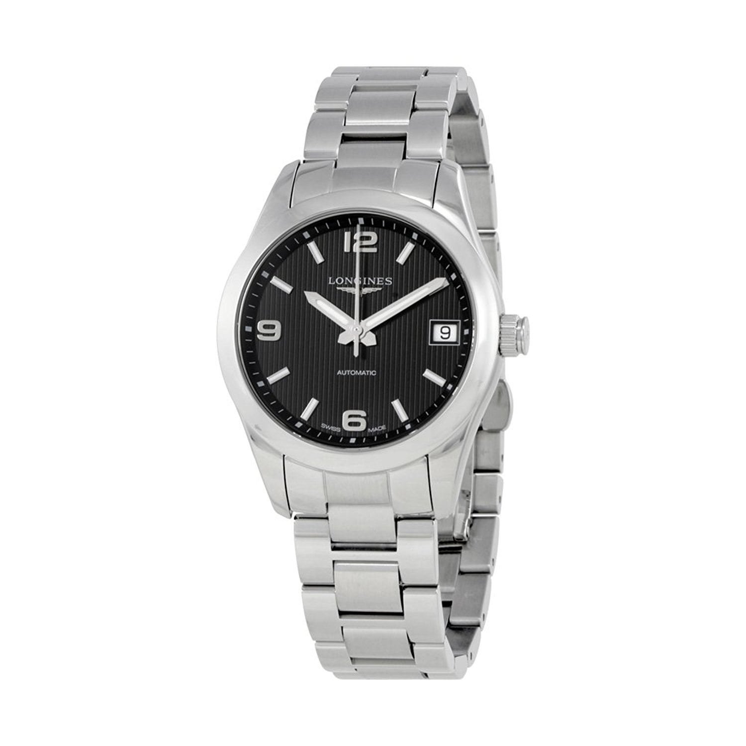 Longines Watches : L2.385.4.56.6 Black Dial Fixed Stainless Steel Band Men Watch