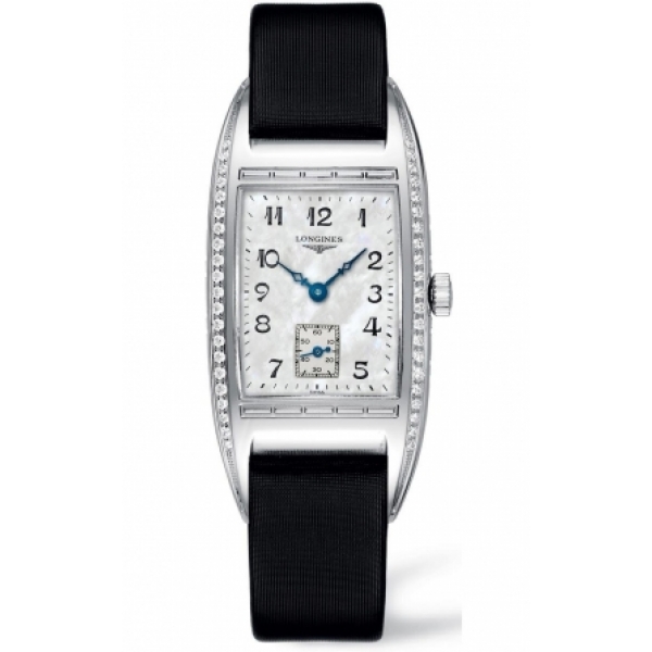 Longines Watches : L2.501.0.83.3 Quartz White Mother Of Pearl Dial Stainless Steel Case With Black Leather Strap Men Watch