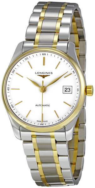 Longines Watches : L2.518.5.12.7 Automatic White Dial 18ct Gold And Stainless Steel Men Watch