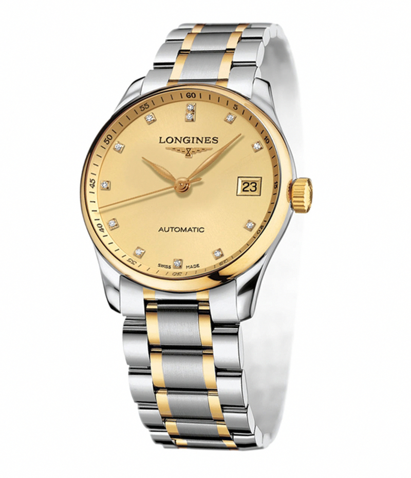 Longines Watches : L2.518.5.37.7 Automatic Gold Dial 18ct Gold And Stainless Steel Men Watch