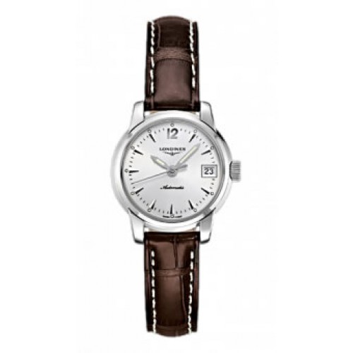 Longines Watches : L2.563.4.72.0 Automatic Silver Dial Stainless Steel case With Brown Leather Strap Women Watch